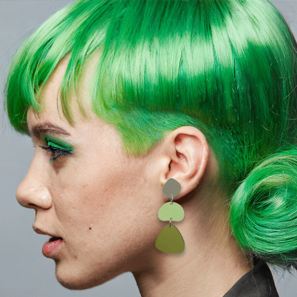 Pebble Drop Earrings - three shades of green