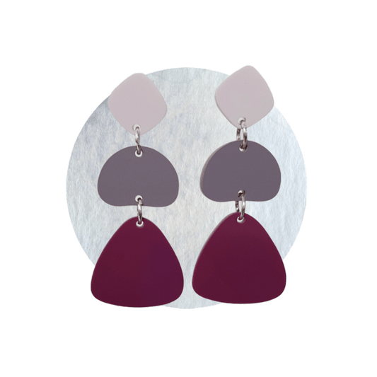 Pebble Drop Earrings - pink, lilac and wine