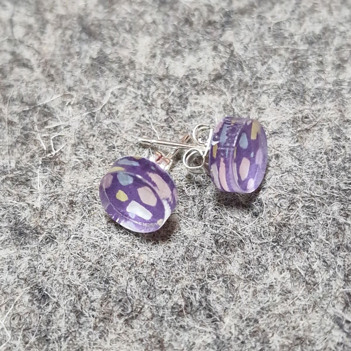 Lilac Purple Terrazzo Pattern Studs
