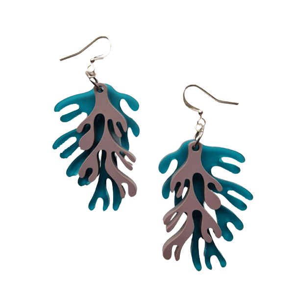 Azure and Purple Seaweed Earrings