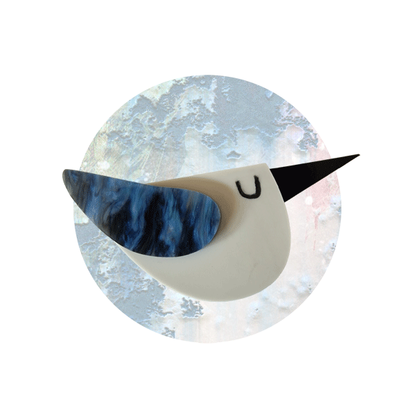 Modern Blue Bird Brooch