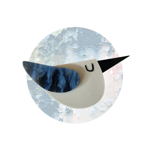 Modern Blue Bird Brooch
