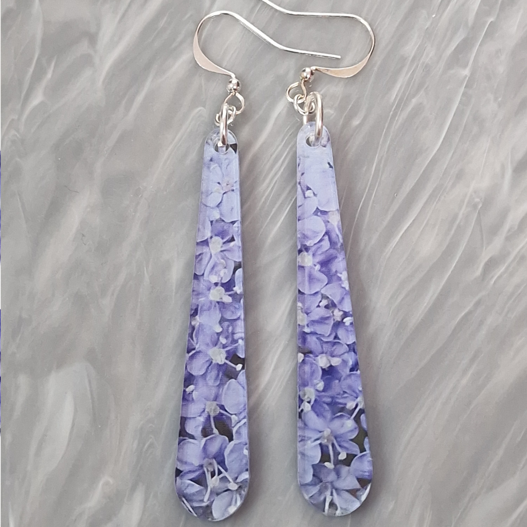 Blue Lace Long Drop Earrings