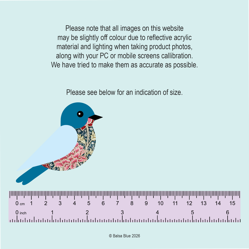 Blue and Pink Floral Bird Brooch