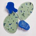 Green and Blue Large Terazzo pebble Dangly Earrings