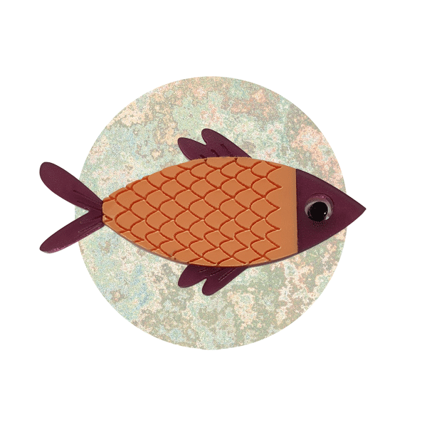 Fish Brooch - Orange and frosted plum