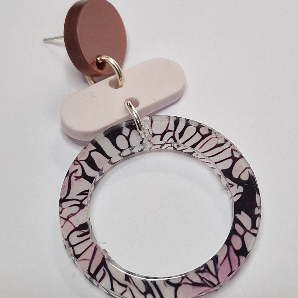 Pale Pink and brown  Dangly