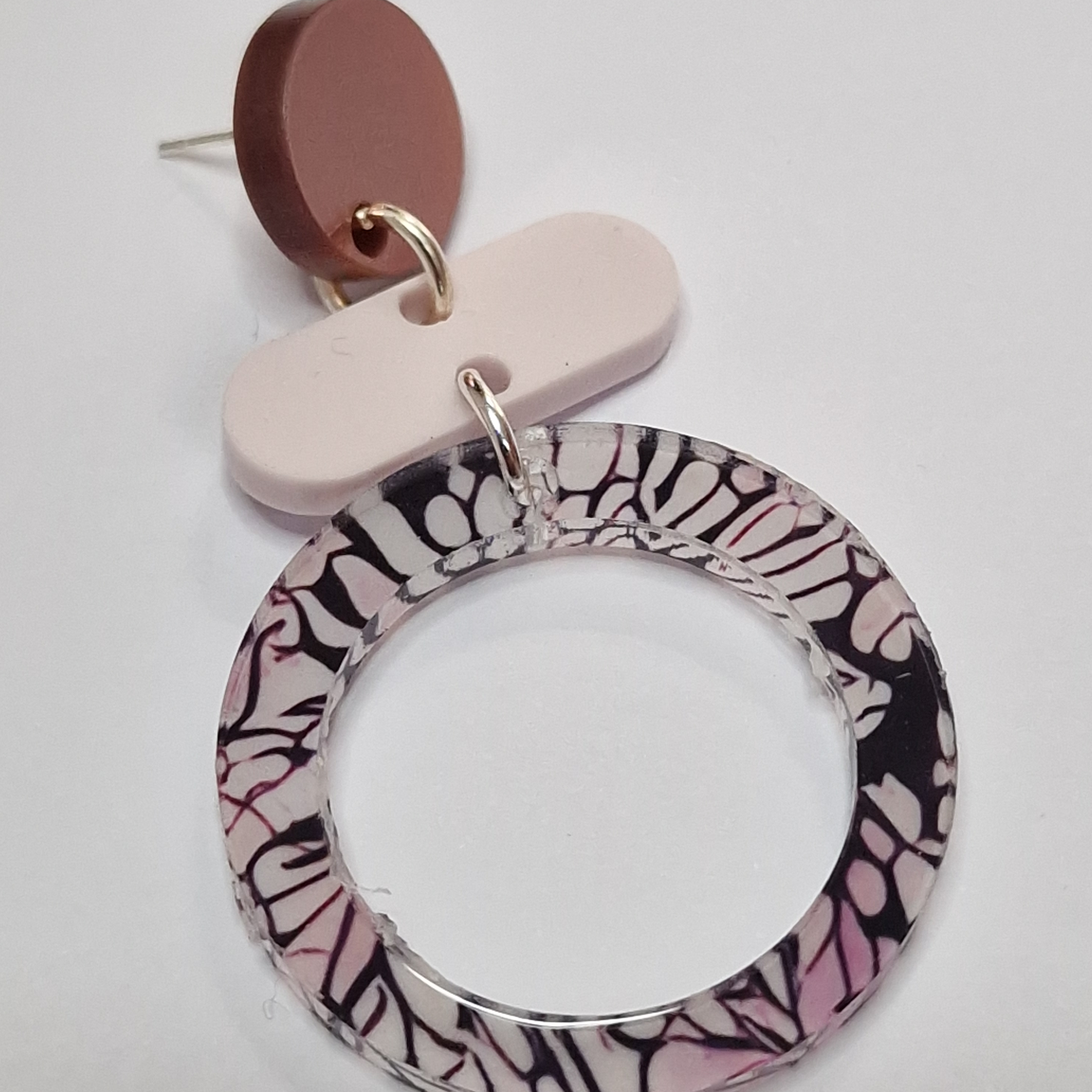 Pale Pink and brown  Dangly