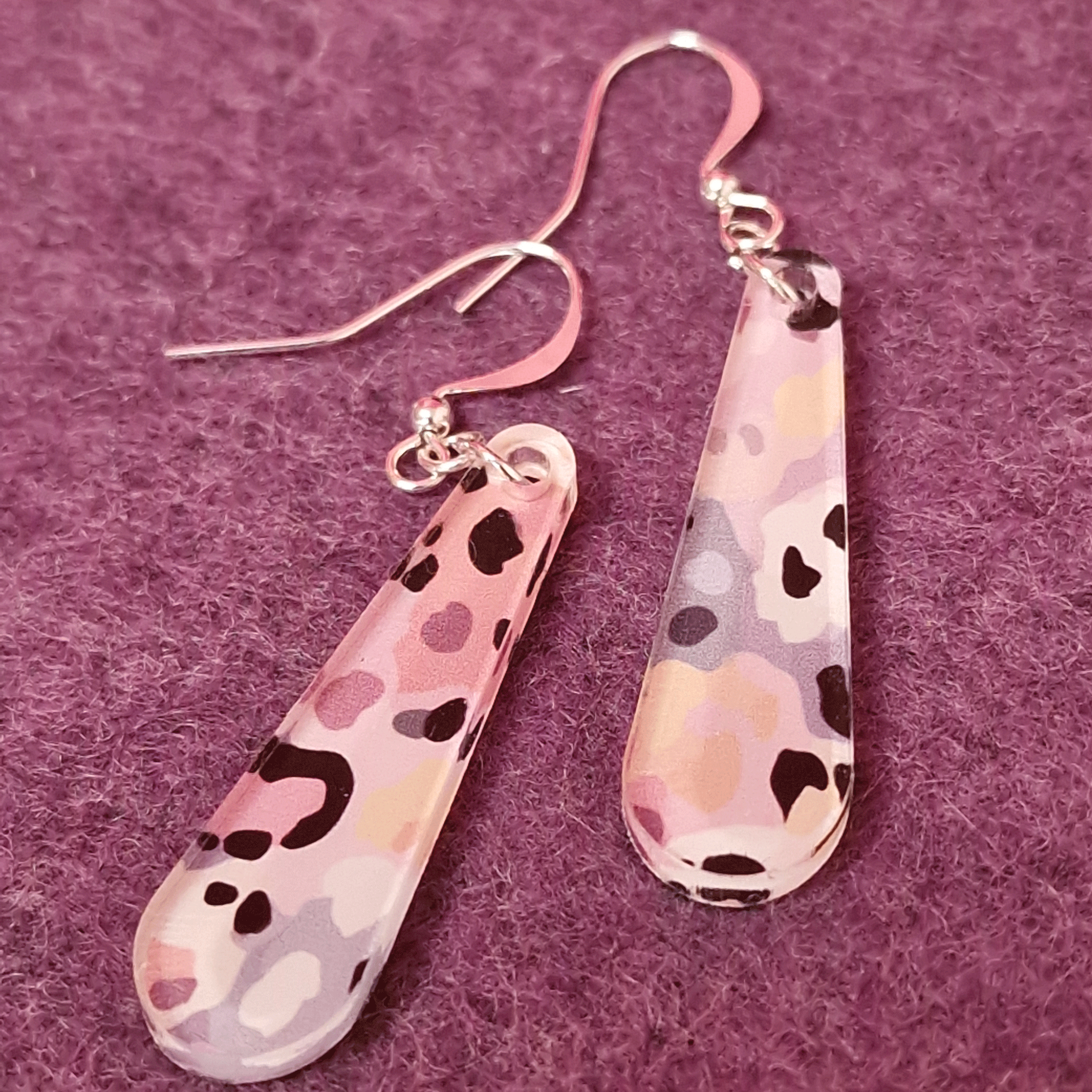 Pink Leopard Print Teardrop Earrings