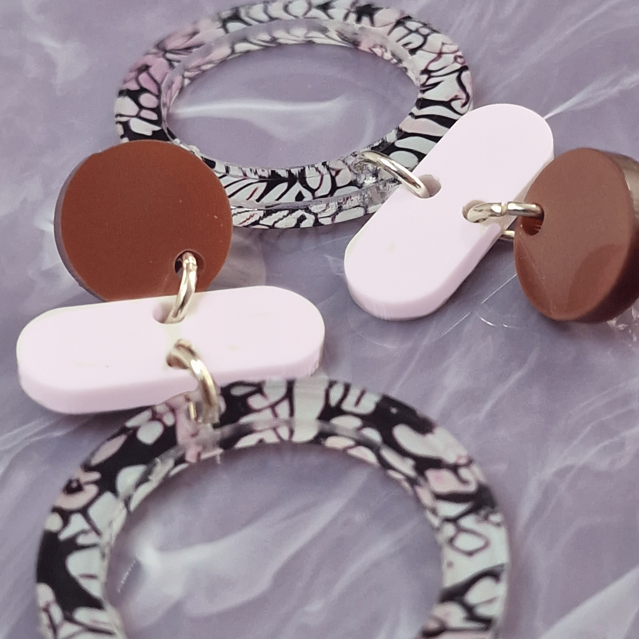 Pale Pink and brown  Dangly