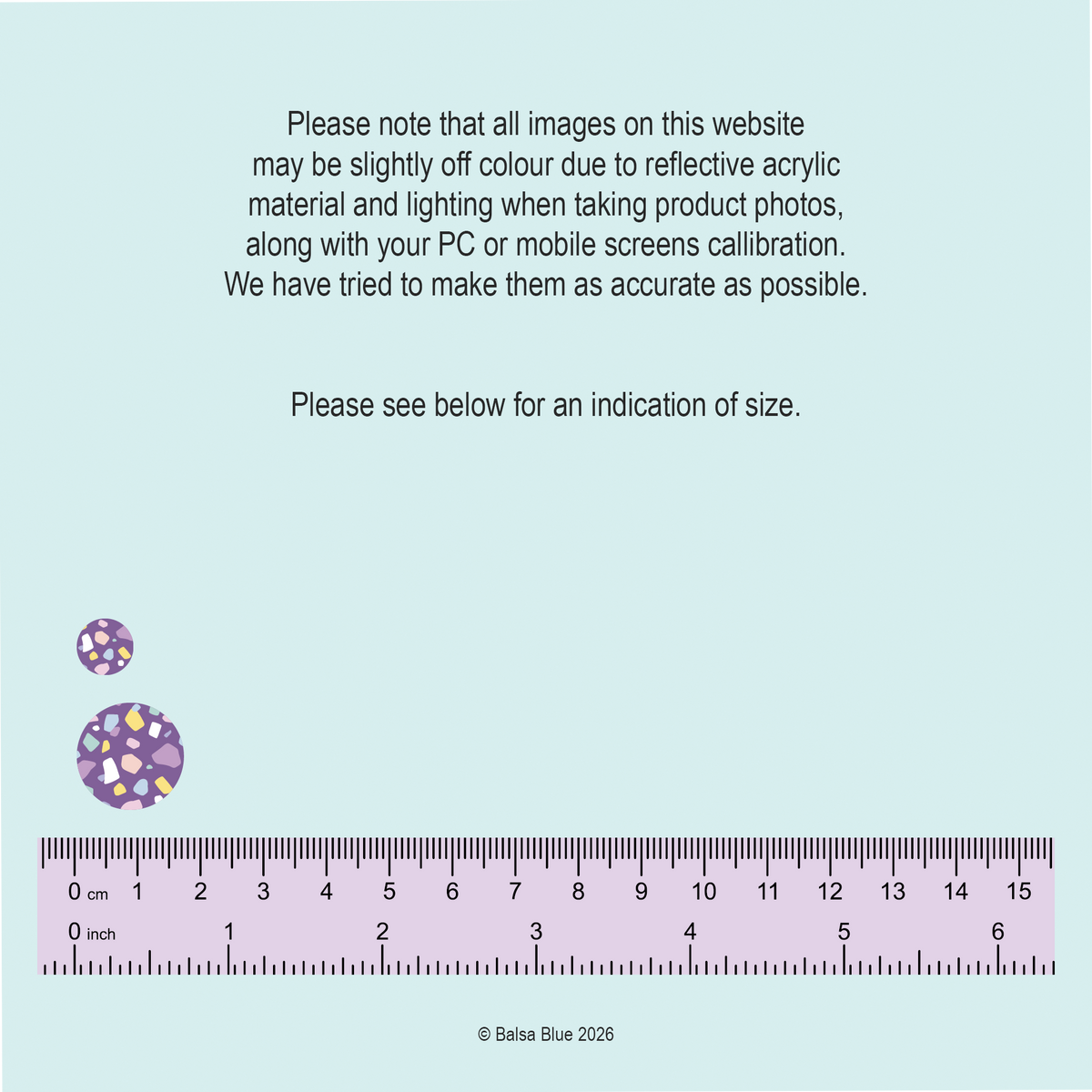 Sizes of Terrazzo lilac pastel print studs