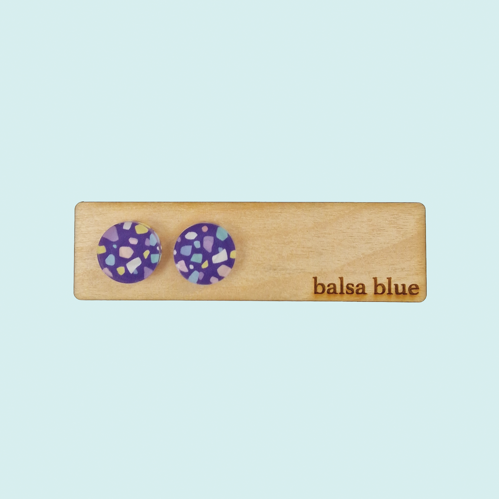 Lilac Purple Terrazzo Pattern Studs