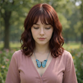Blue 1925s Art inspired Butterfly Necklace