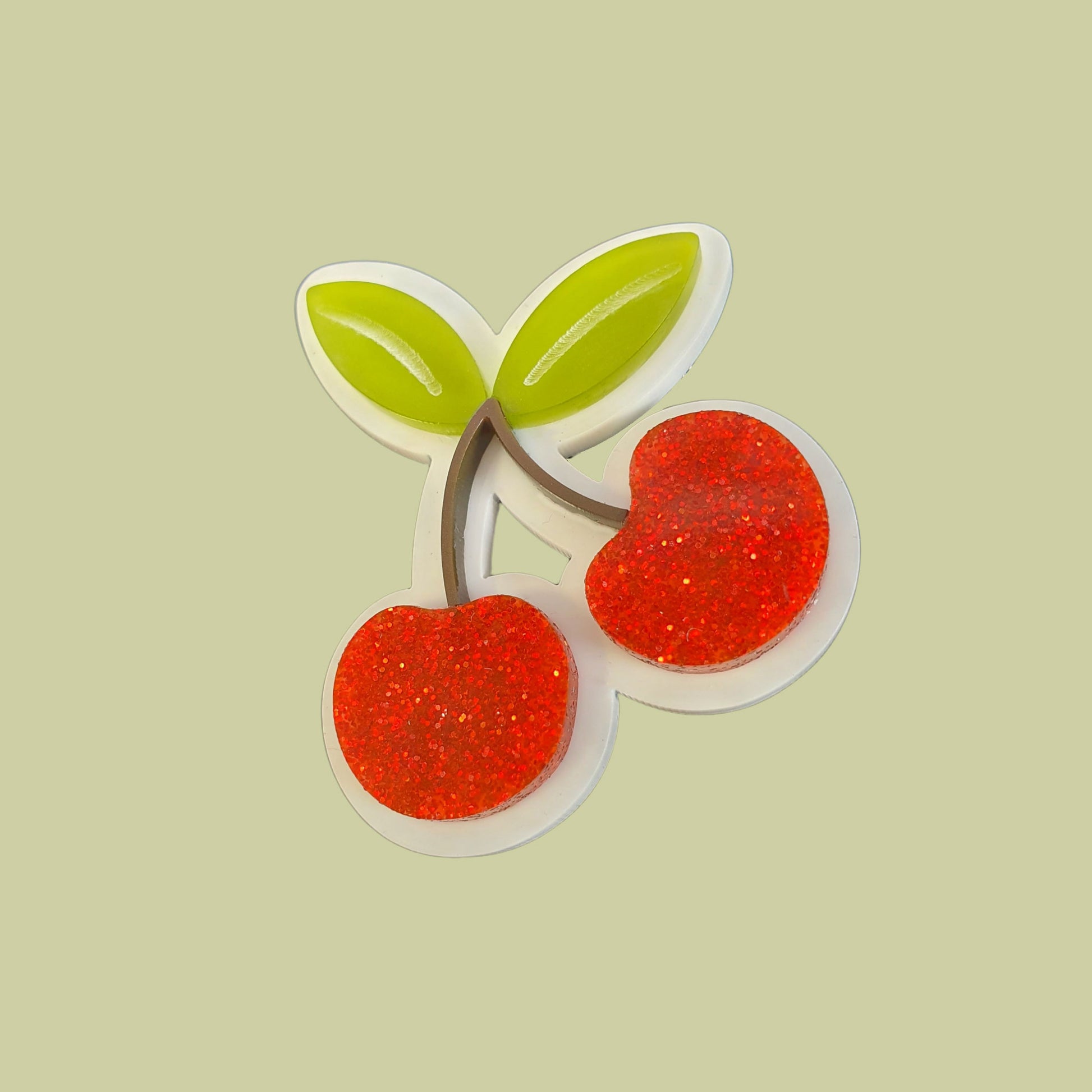 Quirky Red sparkly cherries brooch