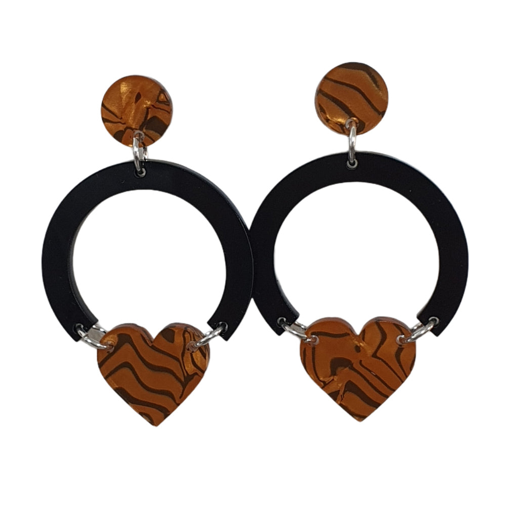 Tiger print heart Earrings